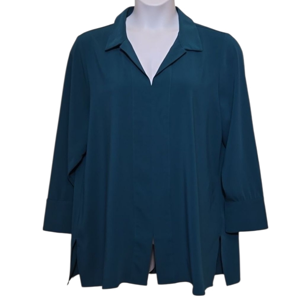 Chico's Tunic Blouse Top Size XL 16/18 Chain Trim‎ Career